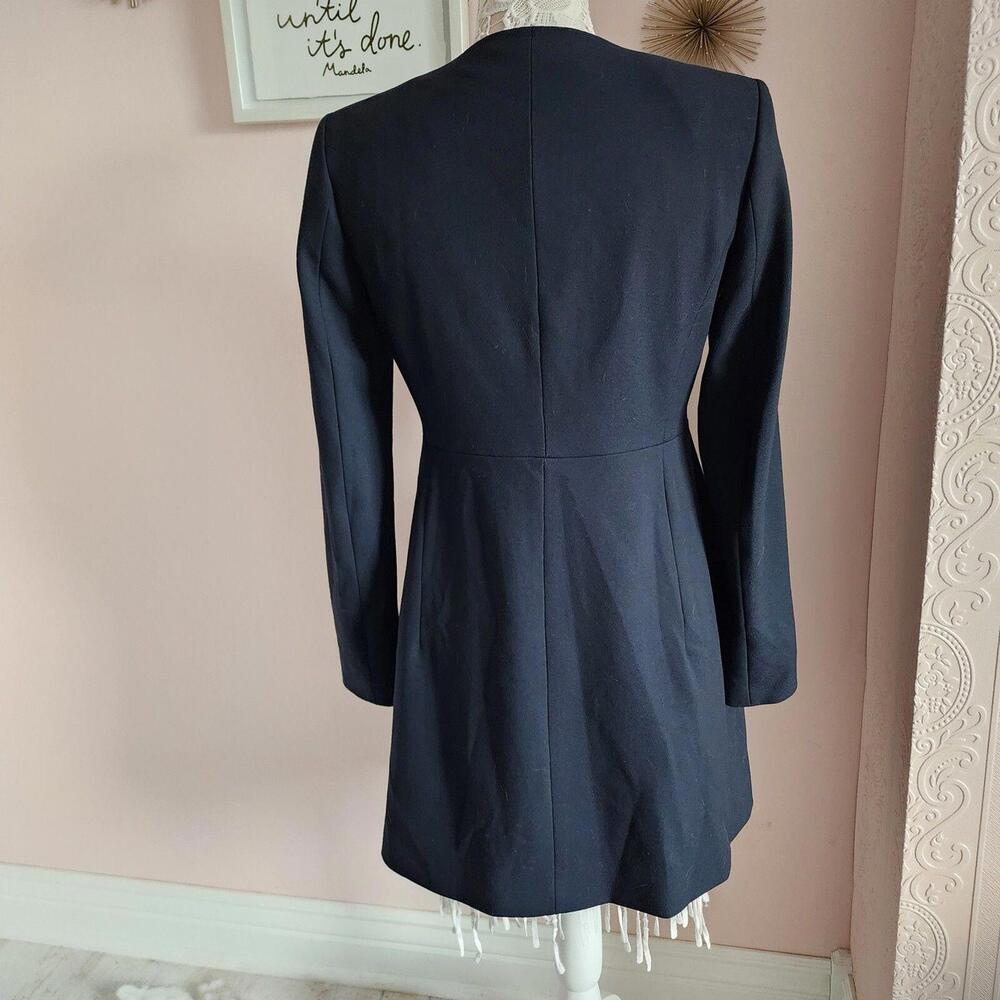 Lknw Navy Zara Basic Long Blazer Jacket Lined Ruf… - image 2